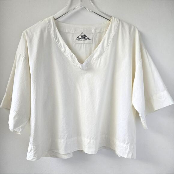 Sugar Candy Mountain Lupine Cotton Blend V-Neck White Top Womens Size XS Small - Picture 4 of 10